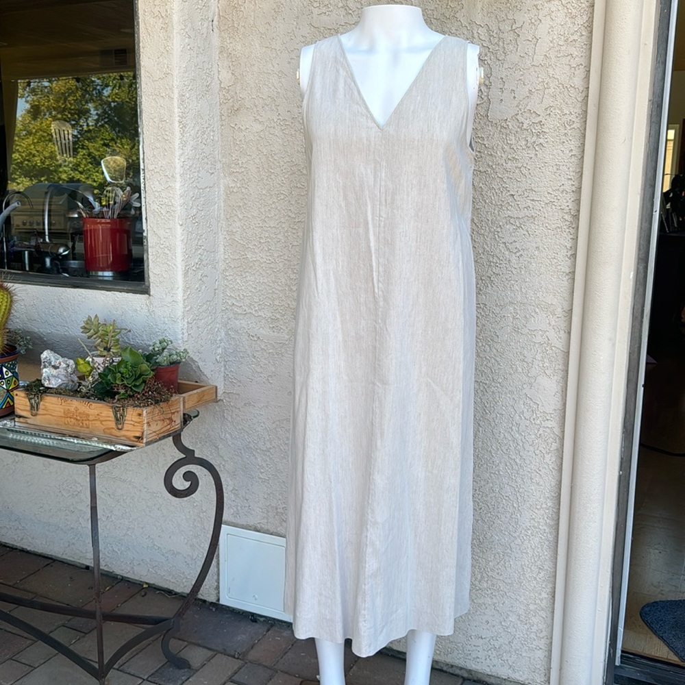 Theory beige tan maxi tank dress sz l